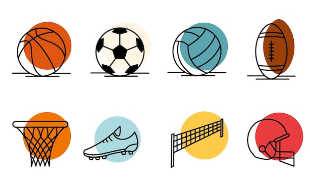 Ensemble De Différentes Icônes De Sport Illustration Vectorielle