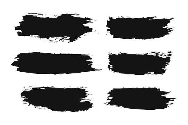 Un ensemble de différents éclaboussures noires et coups de pinceau arrière-plans d'art abstrait