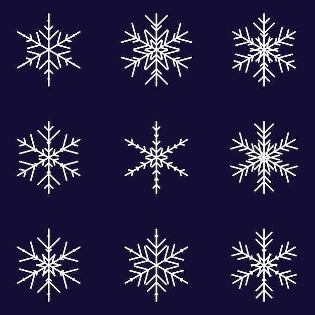 Un ensemble de différents flocons de neige décoratifs Éléments graphiques pour la décoration de tissus design cartes postales affiche
