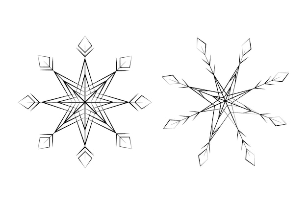 Vecteur ensemble de différents flocons de neige sculptés en hiver éléments de conception isolés pour de nombreuses utilisations différentes