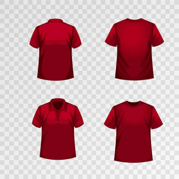 Vecteur ensemble de différents types de chemise de la même couleur
