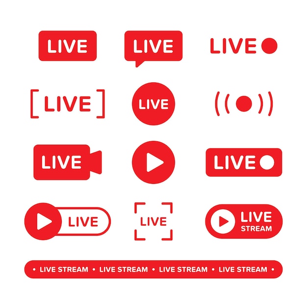 Vecteur ensemble de diffusion vidéo et icône de diffusion en direct.