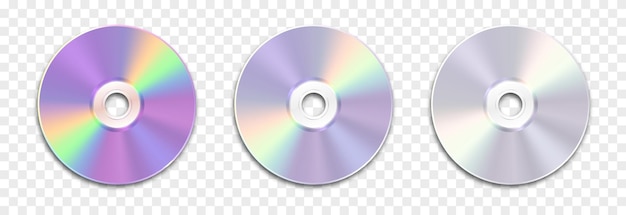 Ensemble De Disques Vectoriels Sur Un Fond Transparent Isolé Disque Réaliste Png Disques Cd Modernes Png