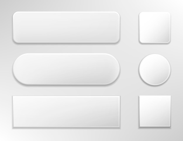 Vecteur ensemble de divers boutons web brillants gris illustration vectorielle isolée sur fond blanc