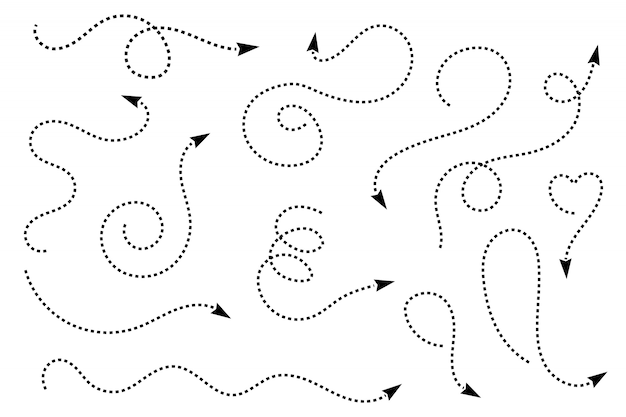 Vecteur ensemble de diverses flèches noires et lignes de connexion