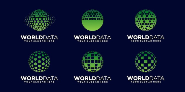 Ensemble de données de la terre abstraite Logo Design vecteur modèle.