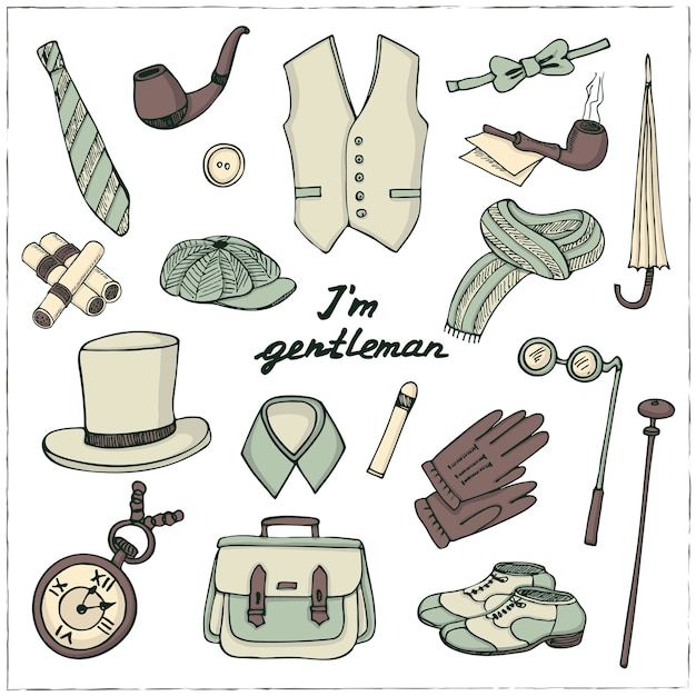 Ensemble De Doodle Accessoires Vintage Gentleman