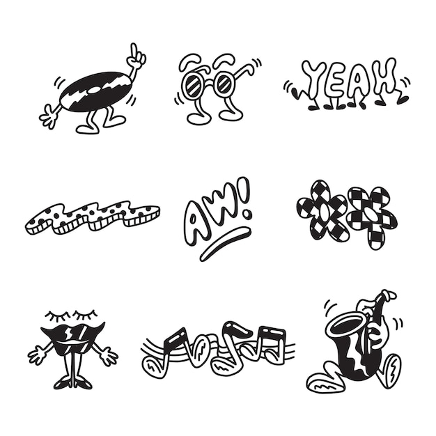 Ensemble de doodle aléatoire
