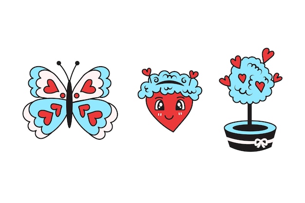 Ensemble De Doodle Coeurs D'amour Saint Valentin