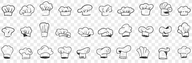 Ensemble De Doodle Coiffe De Casquette De Cuisiniers