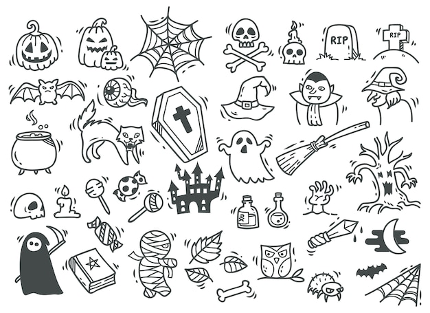 Ensemble De Doodle De Halloween