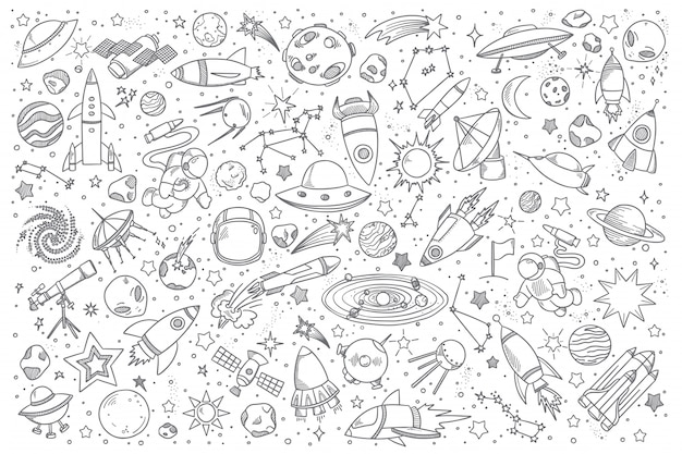 Vecteur ensemble de doodle spatial