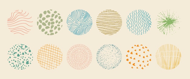 Ensemble de doubles arrière-plans abstraits colorés dessinés à la main