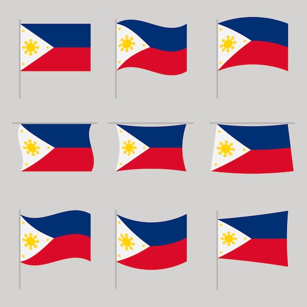 Vecteur ensemble de drapeau philippin design plat