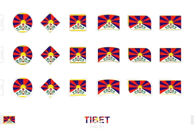 Ensemble De Drapeaux Du Tibet, Drapeaux Simples Du Tibet Avec Trois Effets Différents.