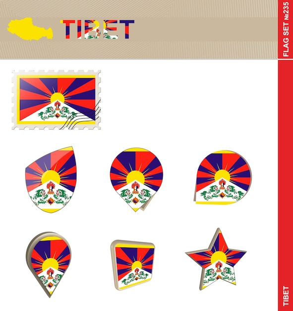 Ensemble De Drapeaux Du Tibet Ensemble De Drapeaux 235 Vector