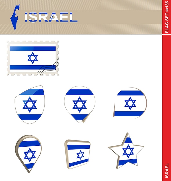 Ensemble De Drapeaux D'israël Ensemble De Drapeaux 135 Vector