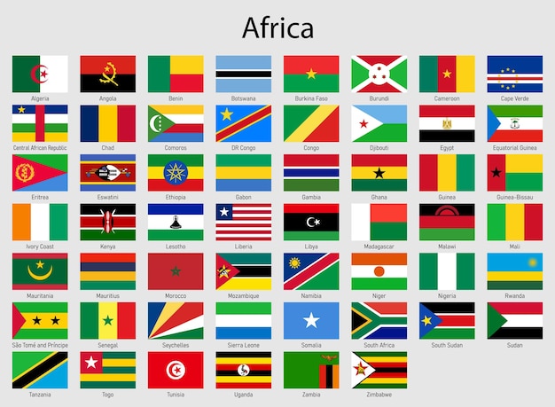 Vecteur ensemble de drapeaux pays africains collection de drapeaux de toute l'afrique