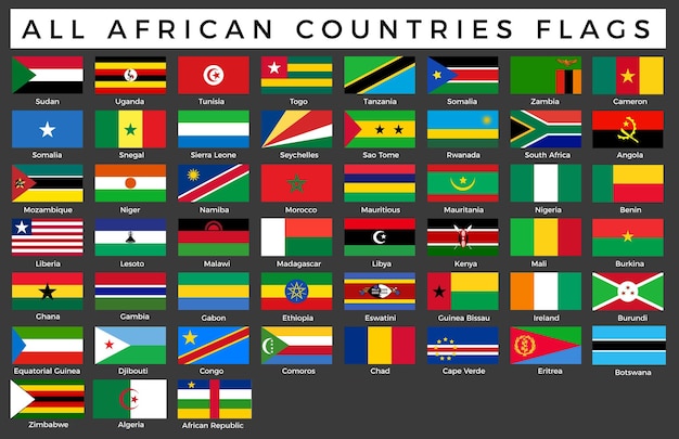 Vecteur ensemble de drapeaux des pays africains image vectorielle