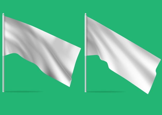 Vecteur ensemble de drapeaux réalistes blancs