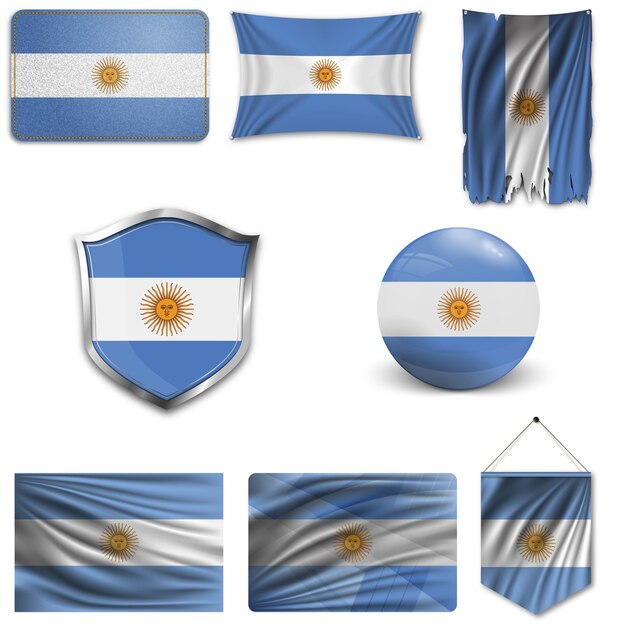 Vecteur ensemble du drapeau national de l'argentine