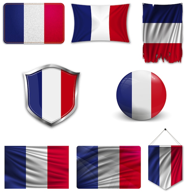 Vecteur ensemble du drapeau national de la france