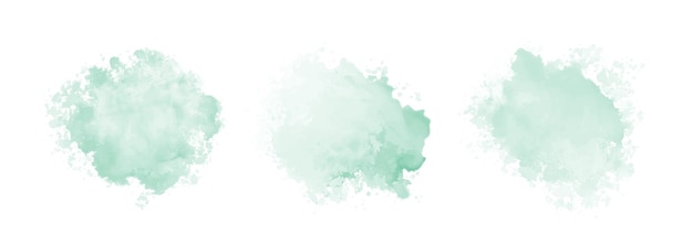 Vecteur ensemble d'éclaboussures d'eau aquarelle verte menthe abstraite sur fond blanc