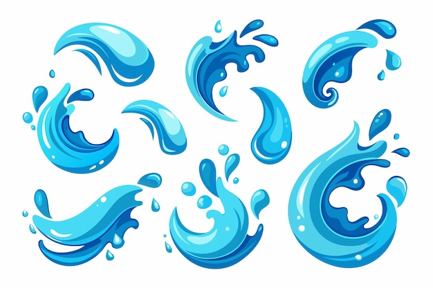 un ensemble d'éclaboussures d'eau bleue avec les mots éclaboussure