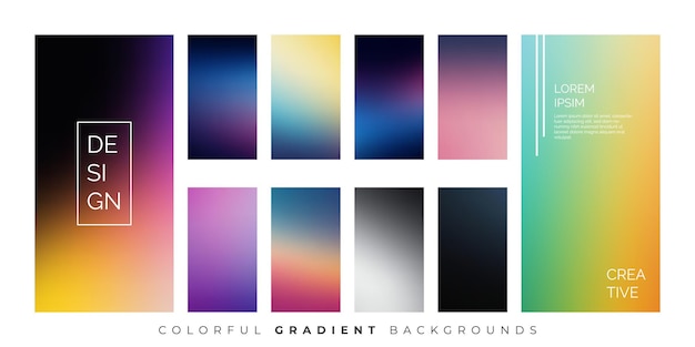Un ensemble d'écran élégant pour la conception d'applications modernes avec des gradients