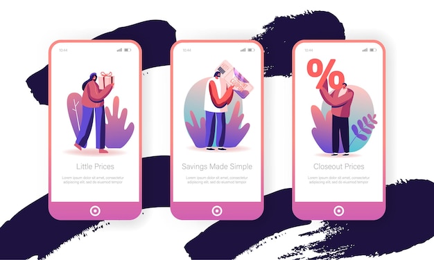 Ensemble D'écran Intégré De La Page De L'application Mobile De Vente Totale.