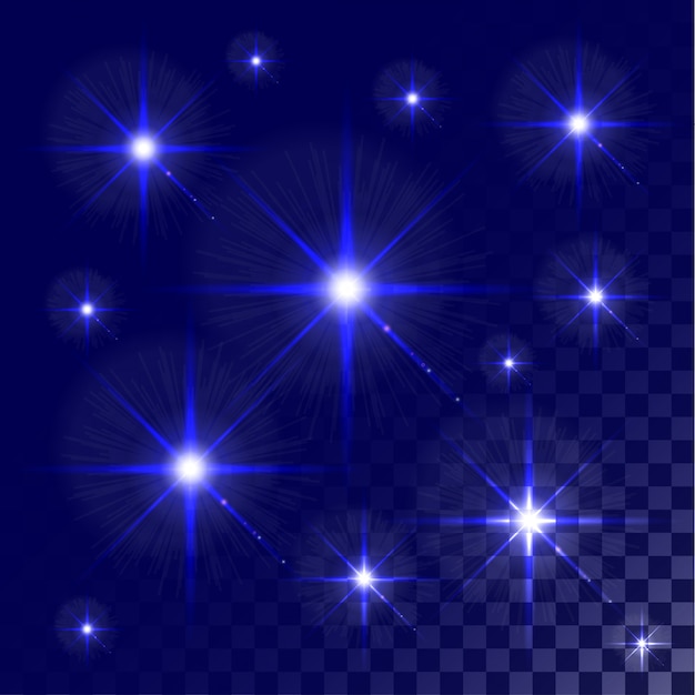 Ensemble D'effet De Lumière Rougeoyante Bleue étoiles éclate