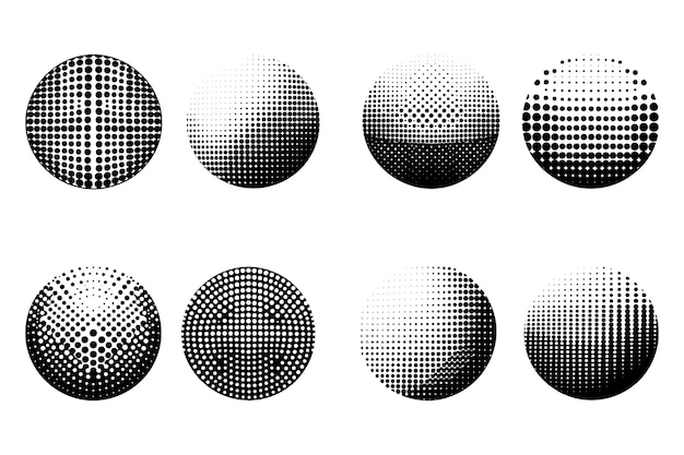 Ensemble d'effets d'effet grunge de pointes et de tons halftones collection d'illustration vectorielle de texture de motifs abstraits Rétro