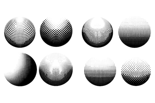 Ensemble d'effets d'effet grunge de pointes et de tons halftones collection d'illustration vectorielle de texture de motifs abstraits Rétro
