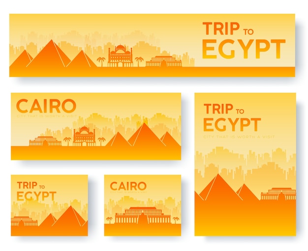 Ensemble, De, Egypte, Paysage, Pays, Ornement, Voyage, Tour., Culture, Traditionnel, Flyer, Magazine, Livre, Affiche.