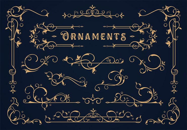 Vecteur ensemble d'élément de bordure vintage
