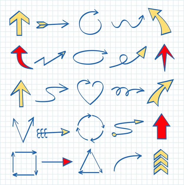 Ensemble D'élément De Conception De Flèche Dessinés à La Main