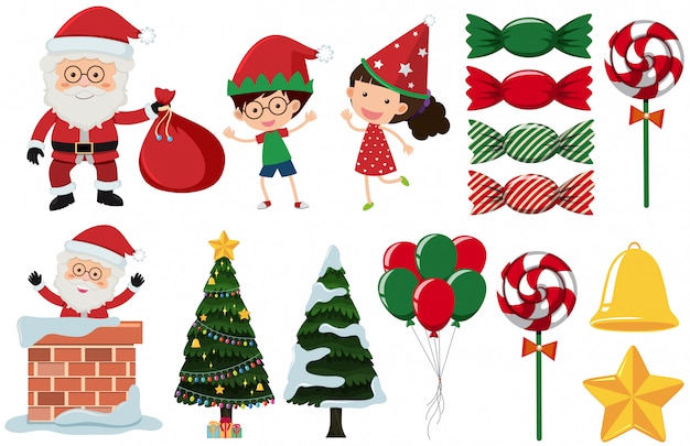 Un ensemble d'élément de Noël