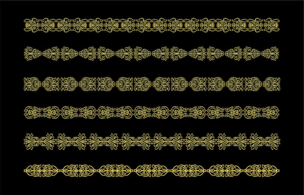 Vecteur ensemble d'éléments de bordures d'or ornement de collection vector