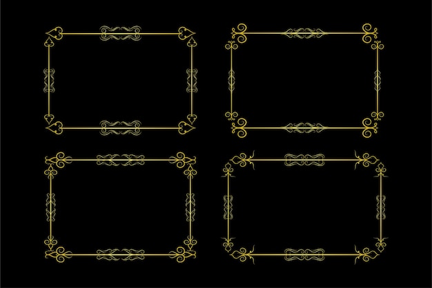 Ensemble d'éléments de bordures d'or Ornement de collection Vector