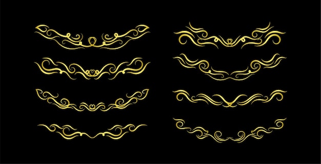 Ensemble D'éléments De Bordures D'or Ornement De Collection Vector