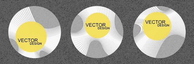 Ensemble d'éléments de cercle graphique abstrait, gris et jaune, dessin vectoriel