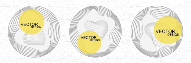Ensemble d'éléments de cercle graphique abstrait, gris et jaune, dessin vectoriel