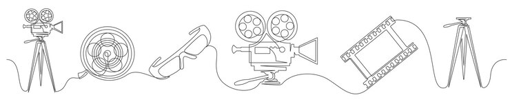 Vecteur ensemble d'éléments de cinéma en ligne continue