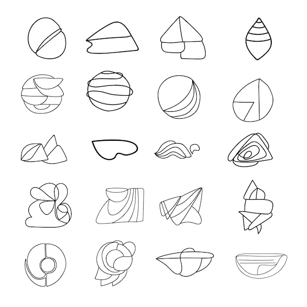 Ensemble d'éléments de conception abstraits, de formes et de griffons dessinés à la main, collection vectorielle