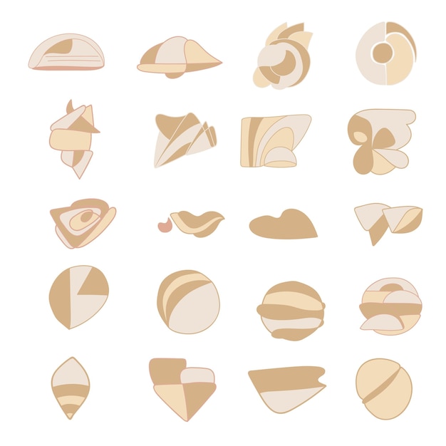 Ensemble d'éléments de conception abstraits, de formes et de griffons dessinés à la main, collection vectorielle