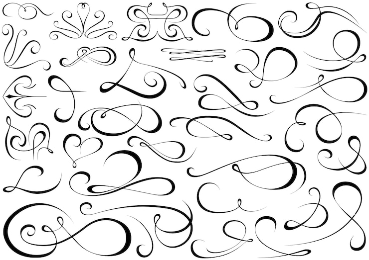 Vecteur ensemble d'éléments de conception calligraphique