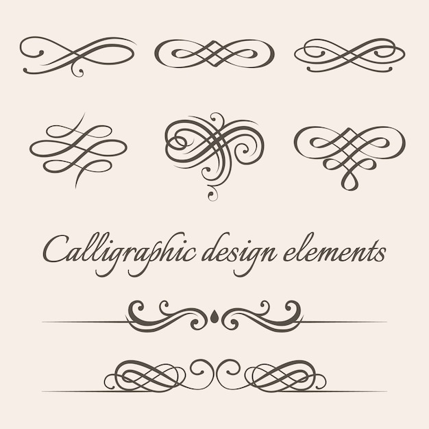 ensemble d'éléments de conception de décoration calligraphiques et de page.