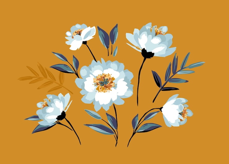 Vecteur ensemble d'éléments de conception florale feuilles fleurs branches d'herbe vector