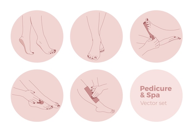 Ensemble D'éléments De Conception De Pédicure. Icônes De Spa, Salon, Beauté Et Mode Pour Les Pieds Féminins.