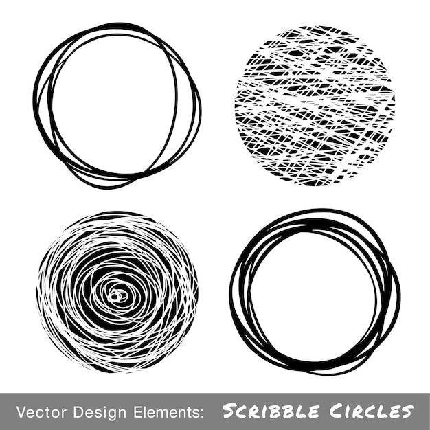 Ensemble D'éléments De Conception Vectorielle Scribble Circles Dessinés à La Main